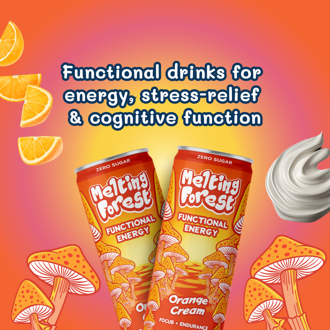 Melting Forest - Venta al por mayor Bebida energética - Bebida Energética de Champiñones | Crema de Naranja | Adaptógeno1