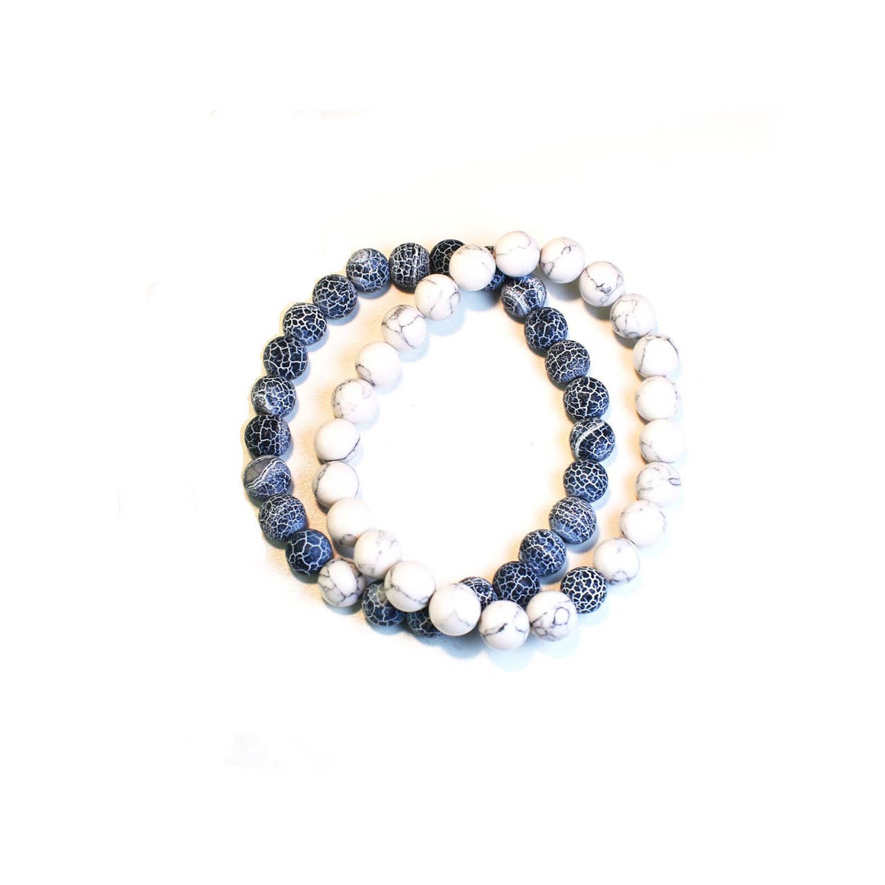 Laurent Scott Collection - Wholesale Jewelry Set - Crackle Stone Bracelets - Denim and White0