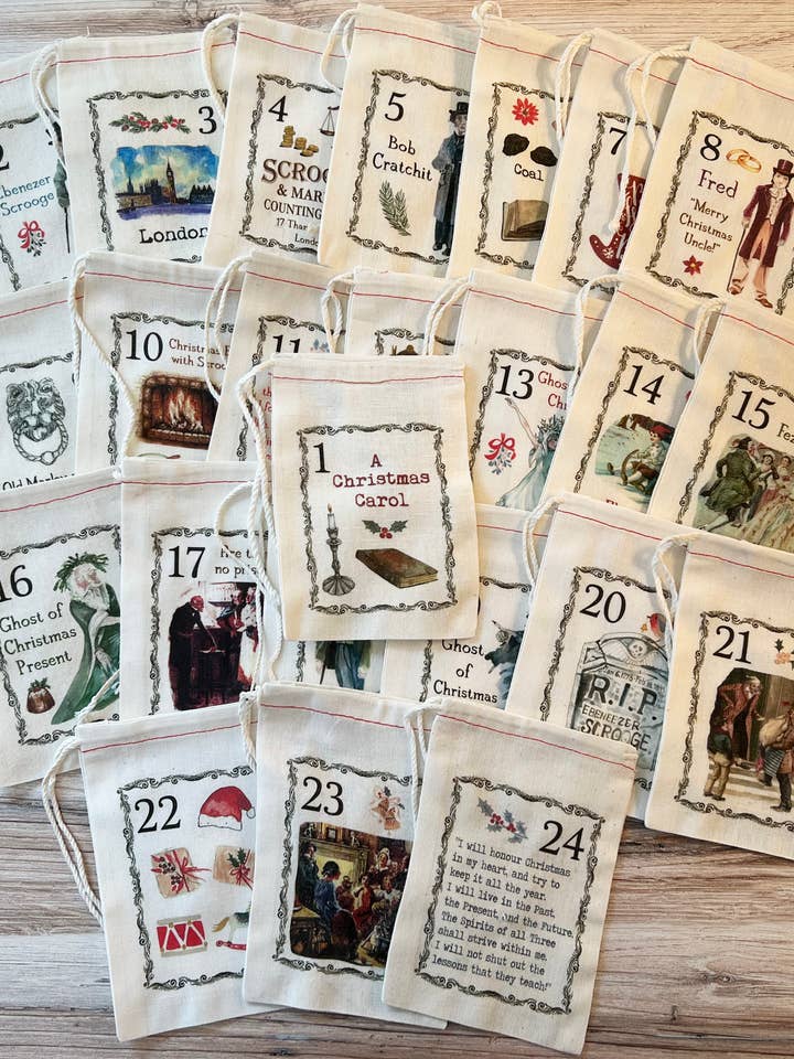 Christmas Carol Advent Calendar Christmas Bags for wholesale by Kport Gift Company