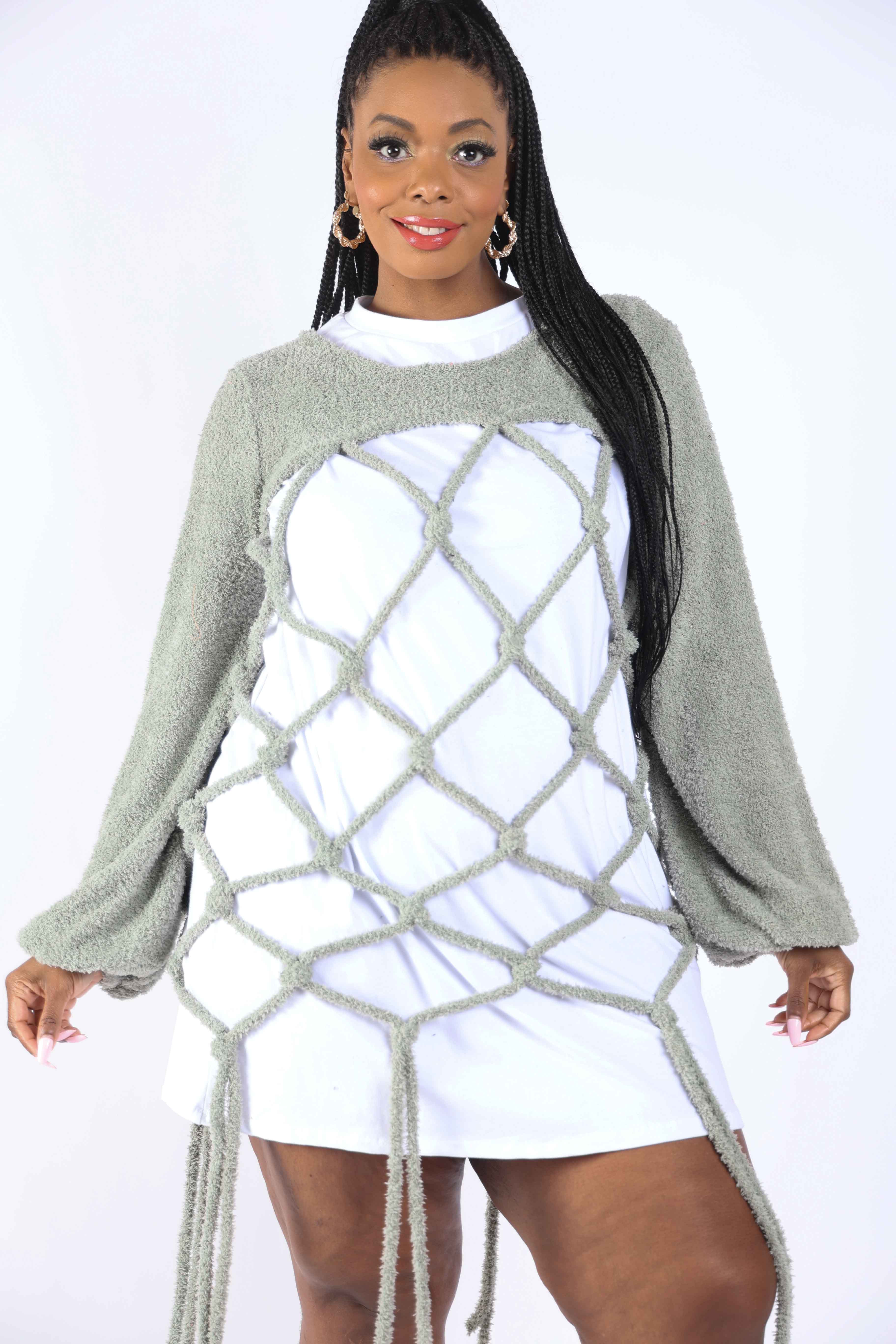 K Too - Vendita all'ingrosso Maglia larga - Donna - Tunica in maglia a rete per Plus4