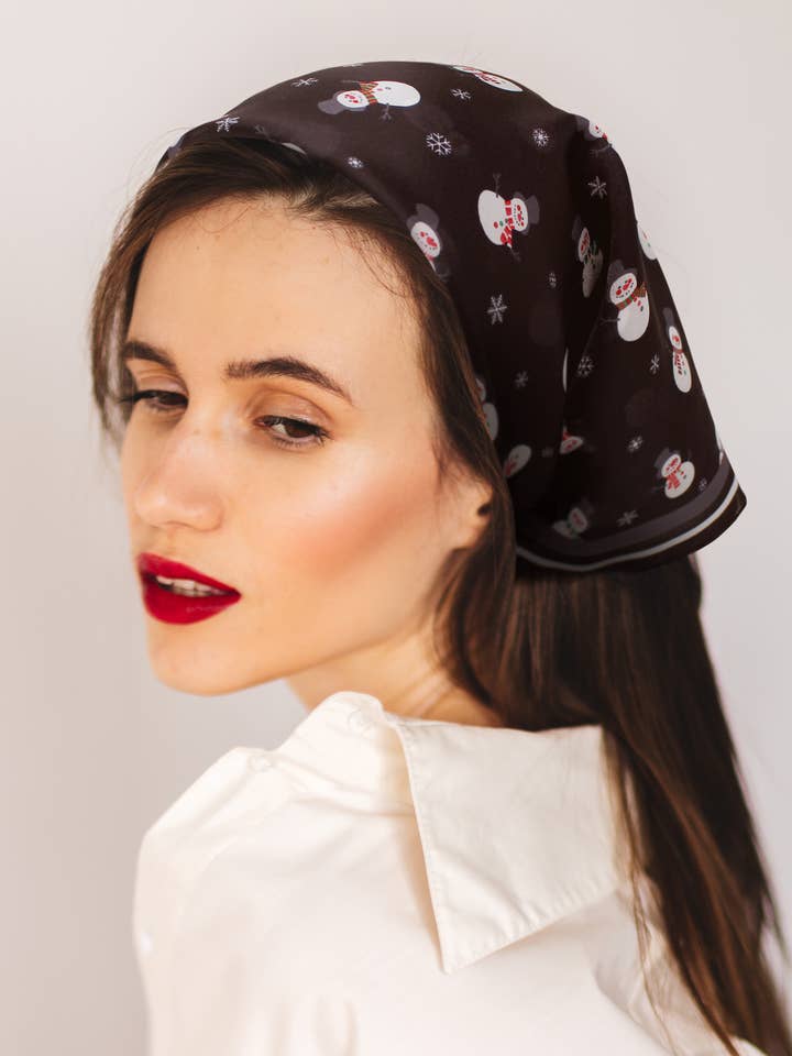 Snowman 21" x 21" Square Silk Feel Scarf for wholesale by Cube Enterprise