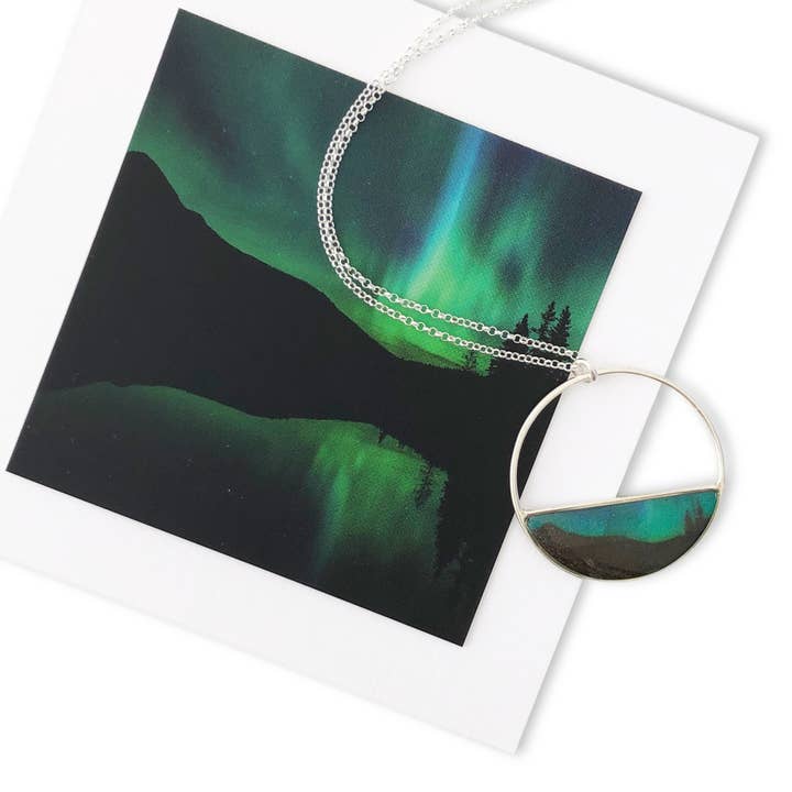 Northern Lights Rise To Kiss The Sky Circle Necklace for wholesale by Foterra Jewelry