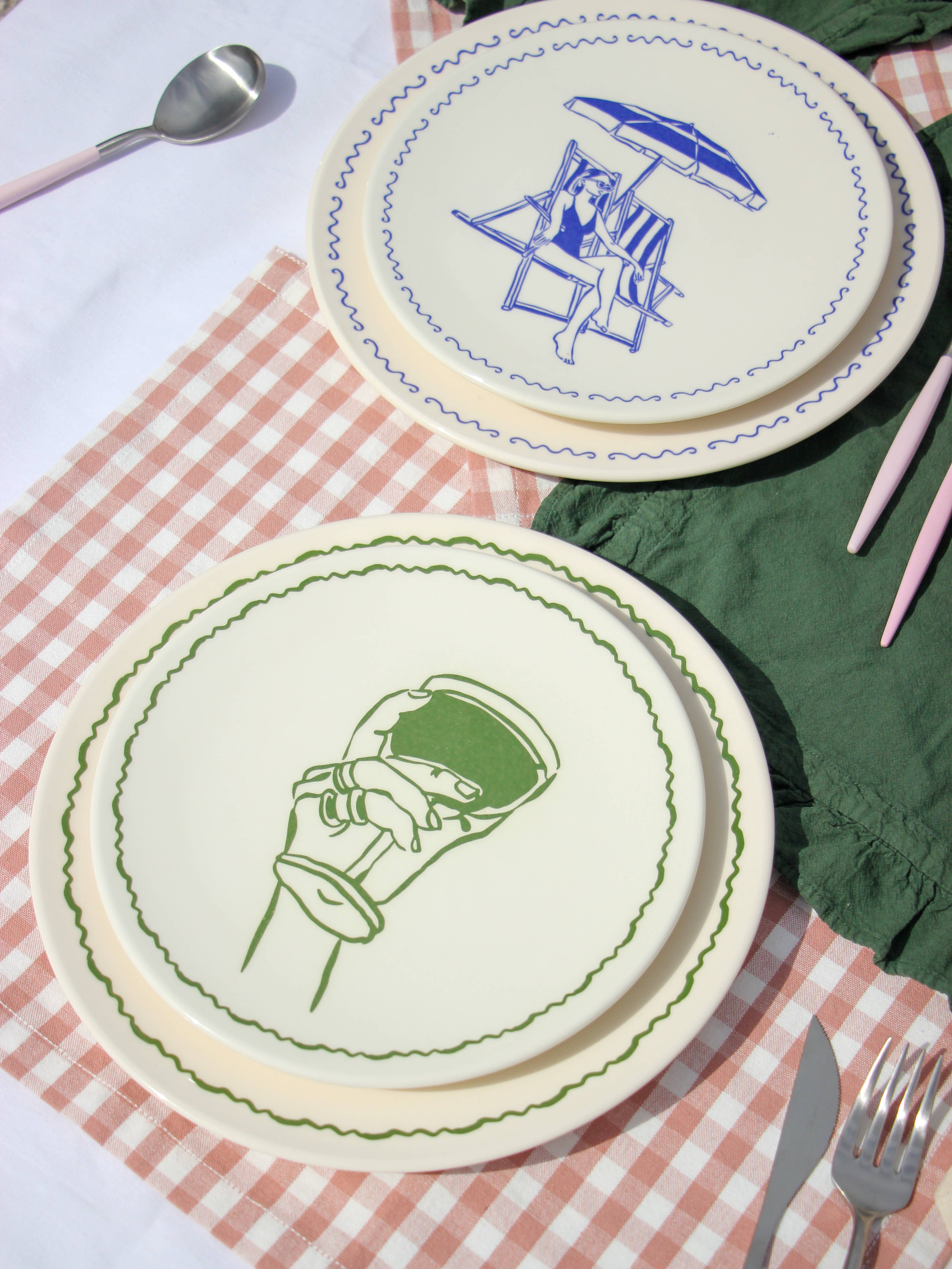 Pó de Barro - Vente Assiette - Assiette à Dessert Verte Ambiance Vacances2