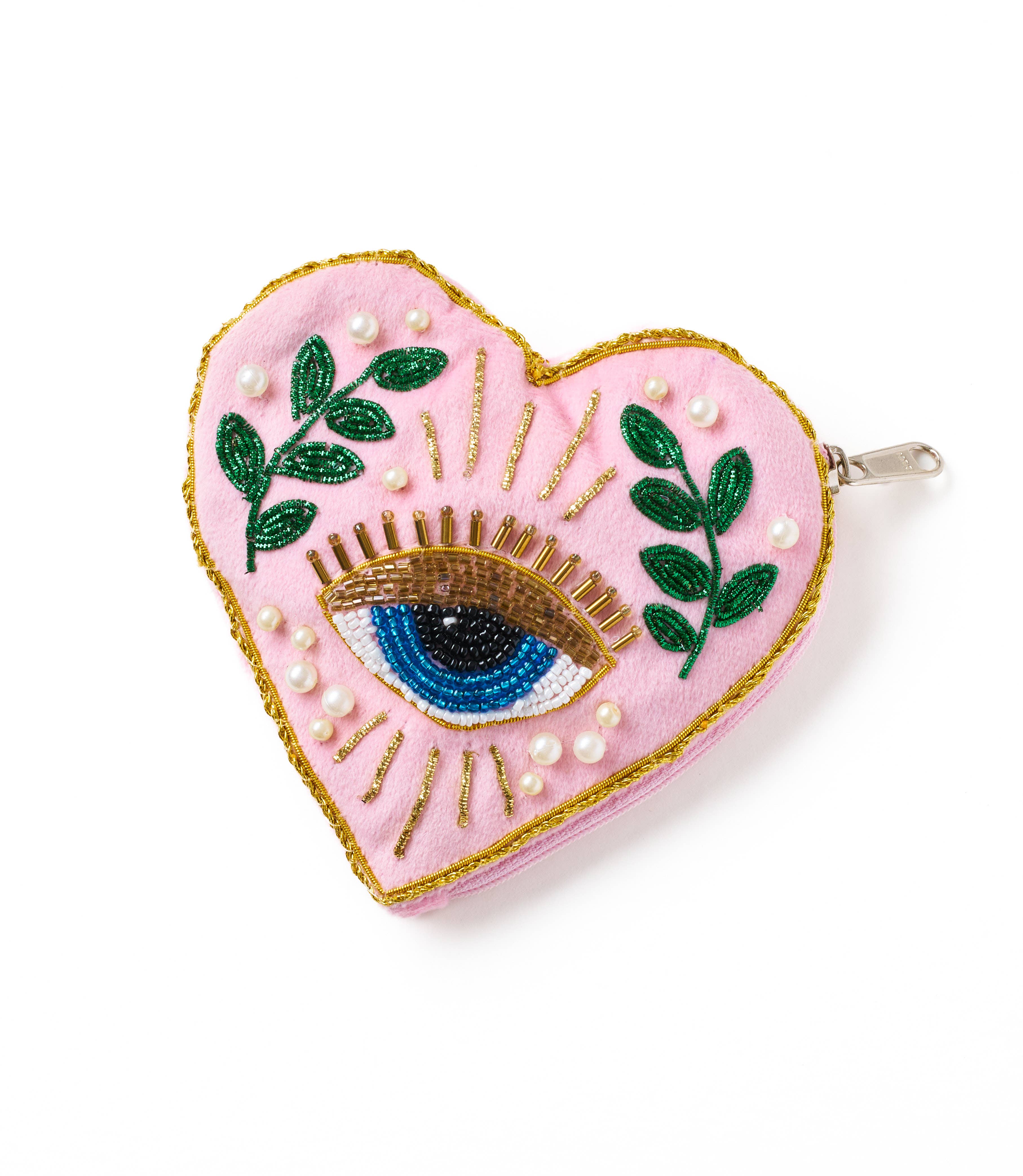 Matr Boomie Fair Trade - Wholesale Coin Purse - Women's - Manku Beaded Heart Zippered Coin Purse Pouch2