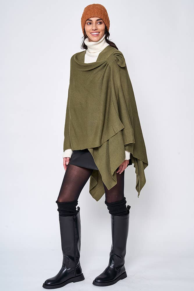 Hana - Venta al por mayor Poncho - Mujer - Ruana sólida con correa para el hombro36