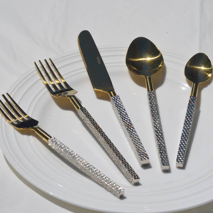 Vibhsa - Vente Set de couverts - Vibhsa Lot de 20 couverts en acier doré2