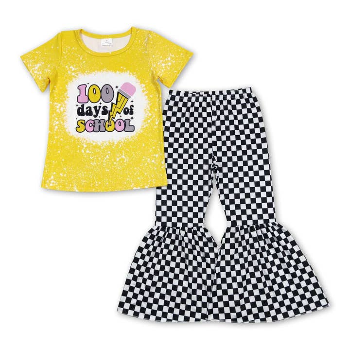 Yawoo Garments - Wholesale Top & Pant Set - Kids - 100 days of school top plaid pants kids girls clothing