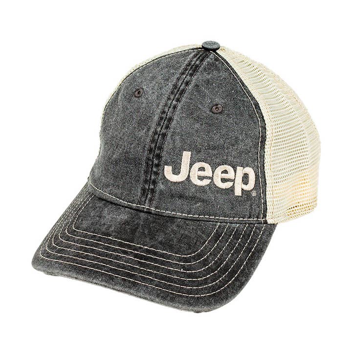 Hat - Jeep Garment Washed Trucker - Black for engroshandel hos Detroit Shirt Co.