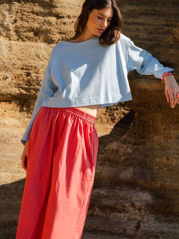 Blusa Candy azul-bebé piquê por atacado de Mon Col Anvers