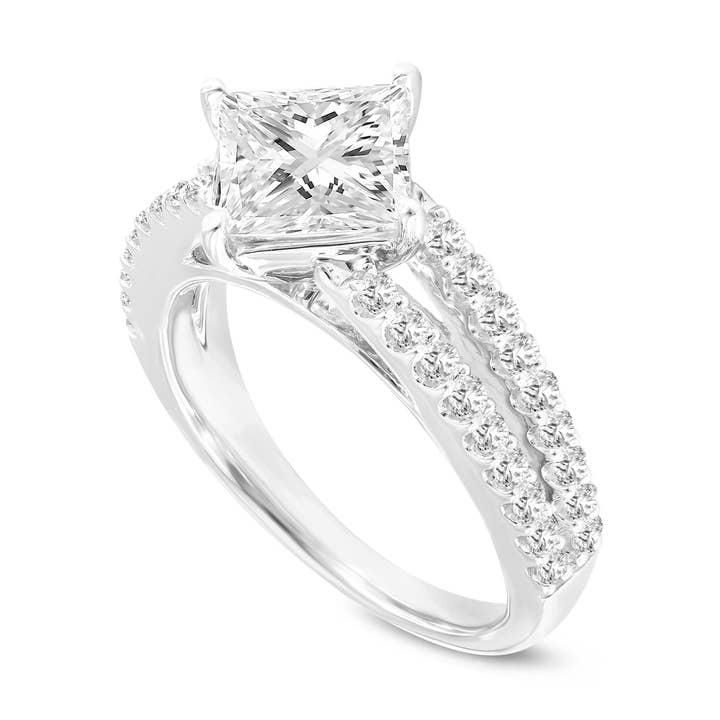 Silvia 14K White Gold Princess Cut Lab Grown Diamond Engagement Ring - 2.6 Ct for wholesale by LuvMyJewelry (LMJ)