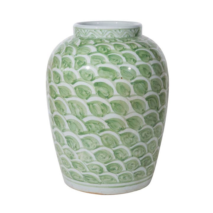 Mint Green Fish Scale Porcelain Jar - Small for wholesale by Legend Accents
