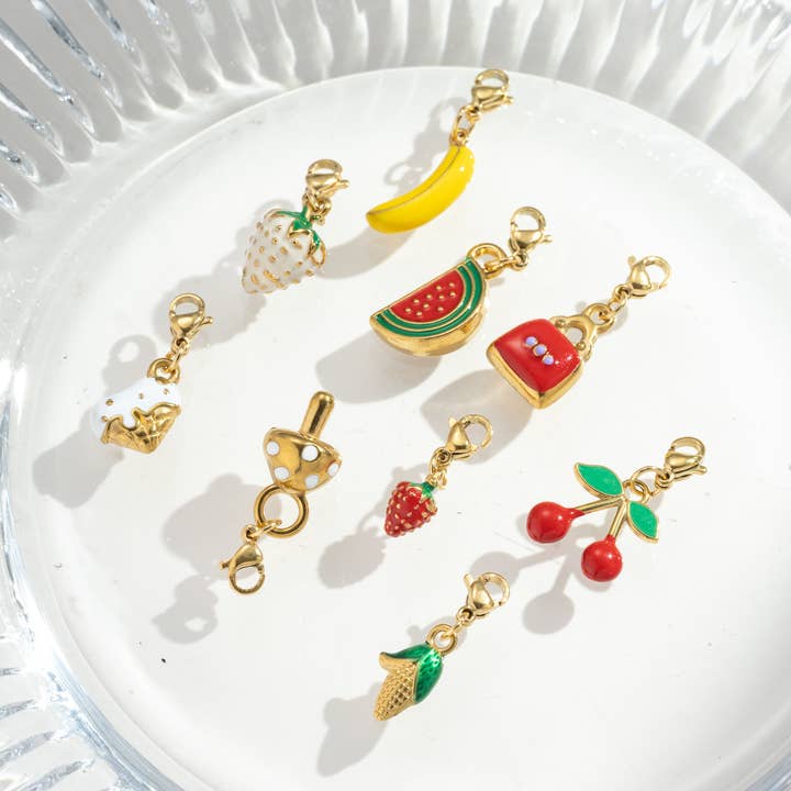 COSMOS - Wholesale Individual Charm/Pendant - Set of 9 Original Fruit Charms Pendants Stainless Steel0