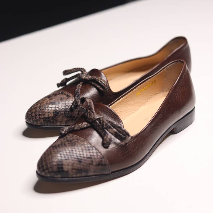 Nyashii – Engroshandel Flade sko - Dame – Fru Alice - Brun slange X Nyashii