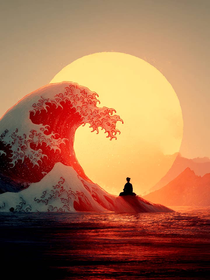 Impressão de Arte Zen Onda Avassaladora - Obra de 8"x10" para Moldura de 11"x14" por atacado de Mowbi