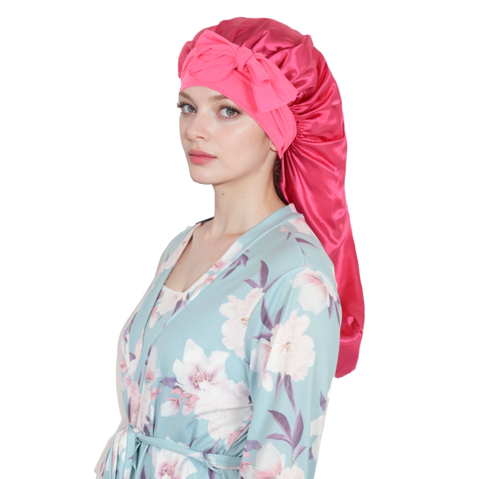 AK Brand - Wholesale Sleep Cap / Bonnet - Women's - Satin Long Bonnet Sleep Cap with Stretch Turban Band25