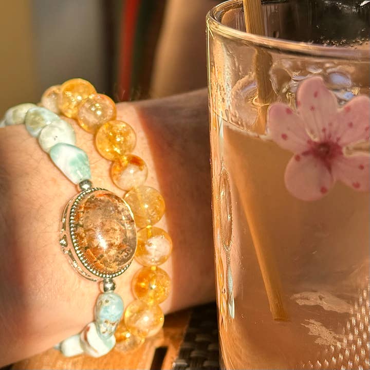 Liv Rocks - Wholesale Beaded Bracelet - Bracelets Garden Quartz w/ Larimar or Blue Lace Agate