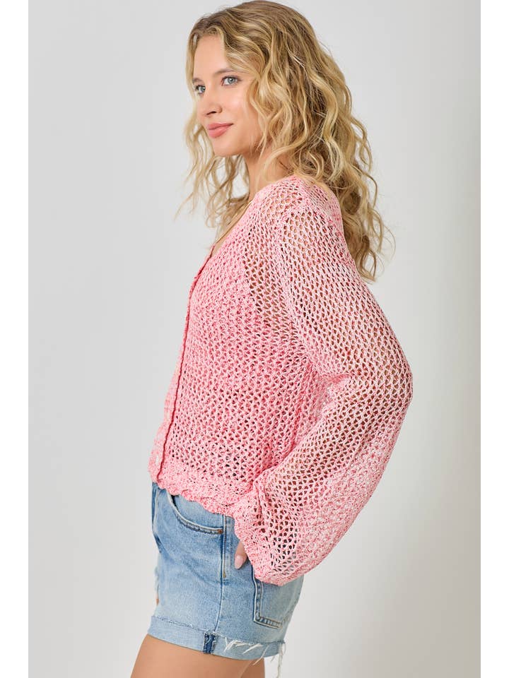 Mystree - Wholesale Cardigan - Women's - 61100 Crochet Style Knit Cardigan 24