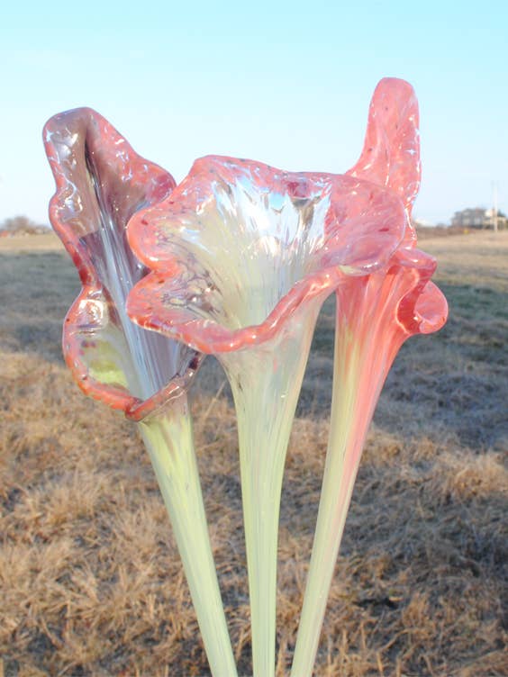 Blomma med lång stjälk - Rosa för wholesale av WGK Glass Art Inc