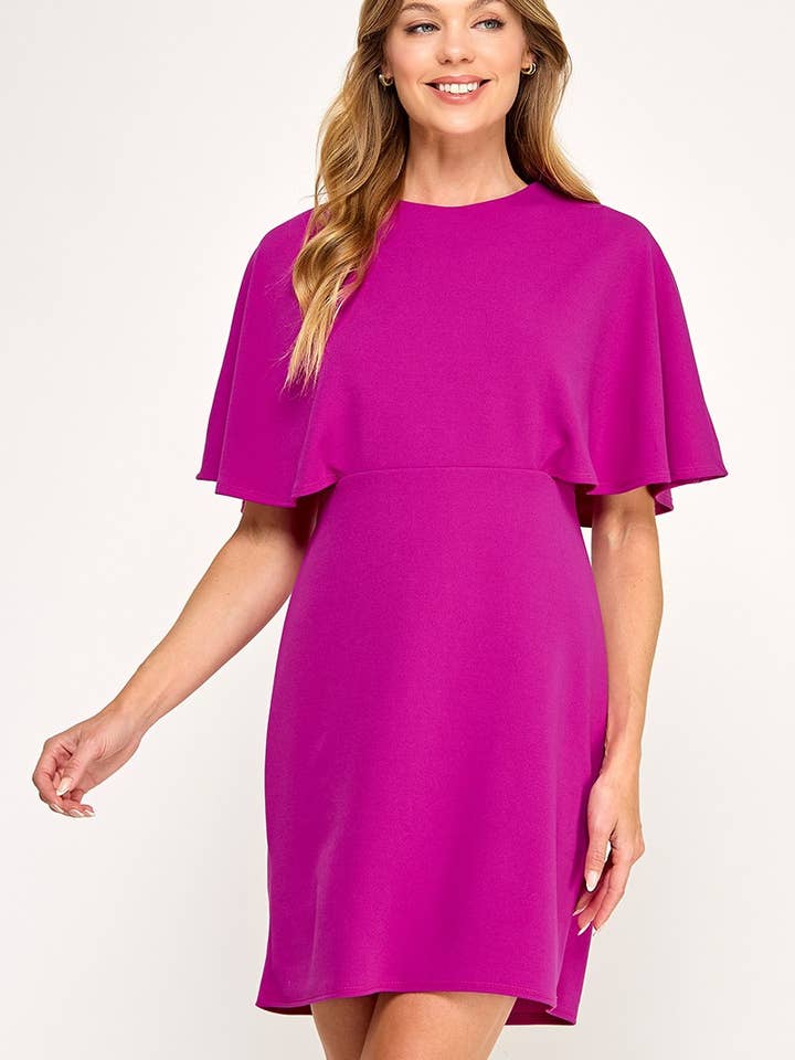 Solid Cape Dress for wholesale by Vanilla Monkey