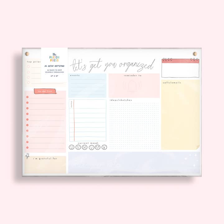 Let's Get Organized! XL Desk Notepad - 50 Pages for wholesale by The Paxton Press