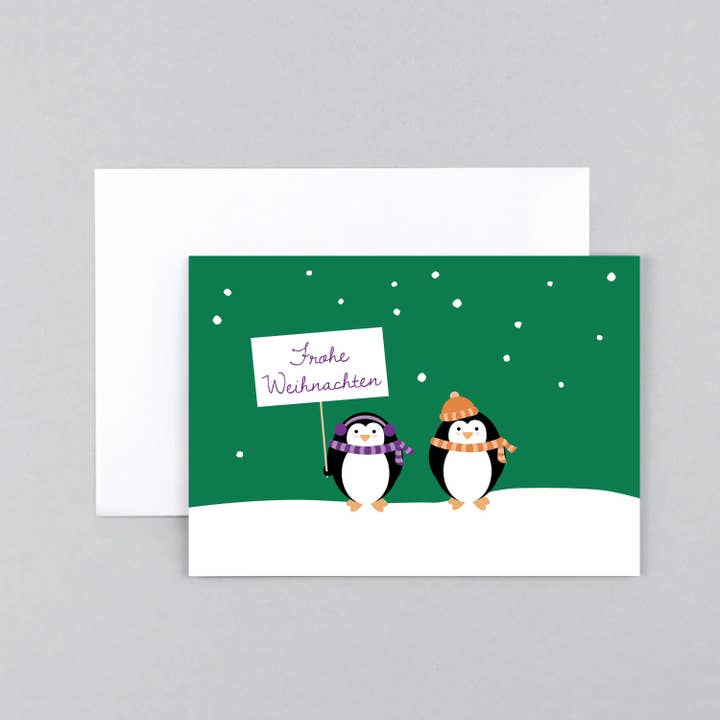 Christmas card Penguin Peter Green for wholesale by Kunst an Papier