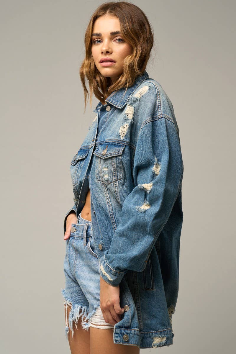 MEDIUM High Rise Crossover Frayed Hem Distressed Mom Shorts for wholesale on Faire4