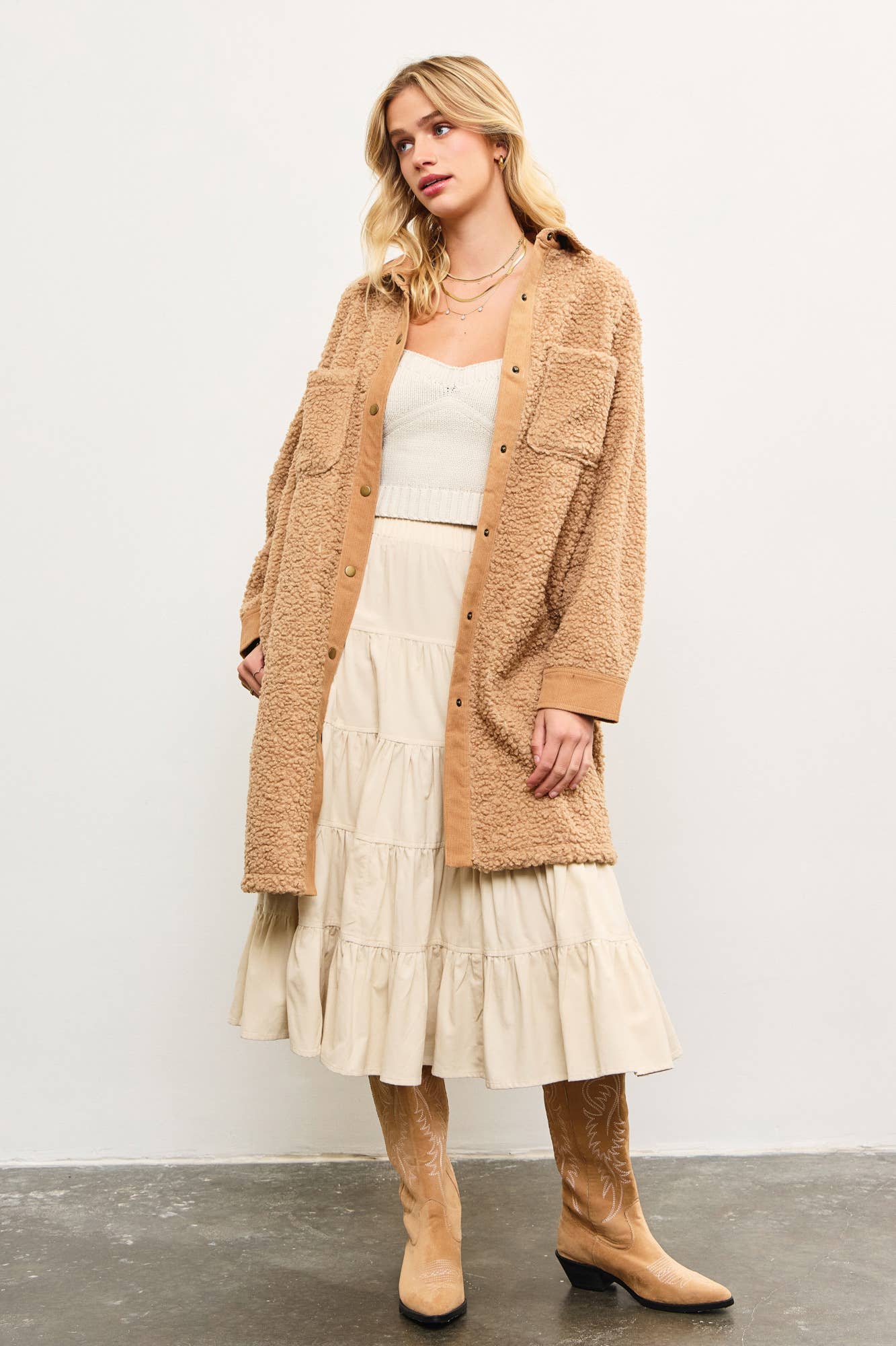 LATTE BOUCLE TEXTURED JACKET for wholesale on Faire5