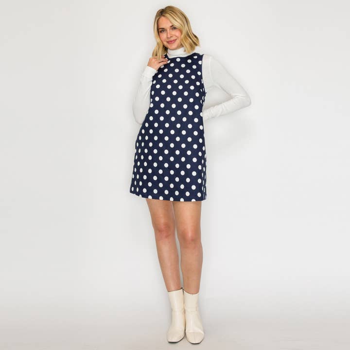 LoveWednesday – wholesale Dress – Women's – I LOVE POLKA DOTS Navy Mini Dress - LWD31903