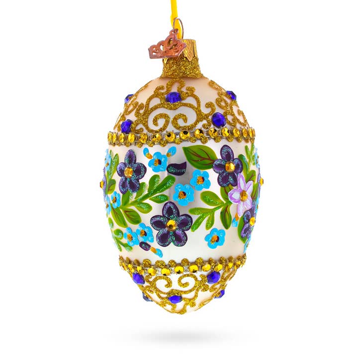 Flowers Swirl Glass Egg Ornament for wholesale by BestPysanky