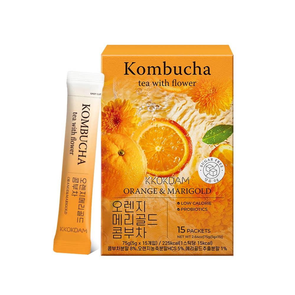 KKOKDAM Premium Flower Tea - Wholesale Powdered Health Drink - Flower Kombucha Tea (15 Packets) - Orange&Marigold1
