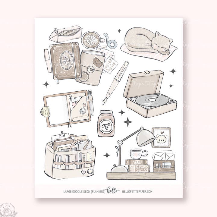 Stor Doodle Deco (PLANLÆGNING) | håndtegnede planlægningsklistermærker for engroshandel hos Hello Petite Paper