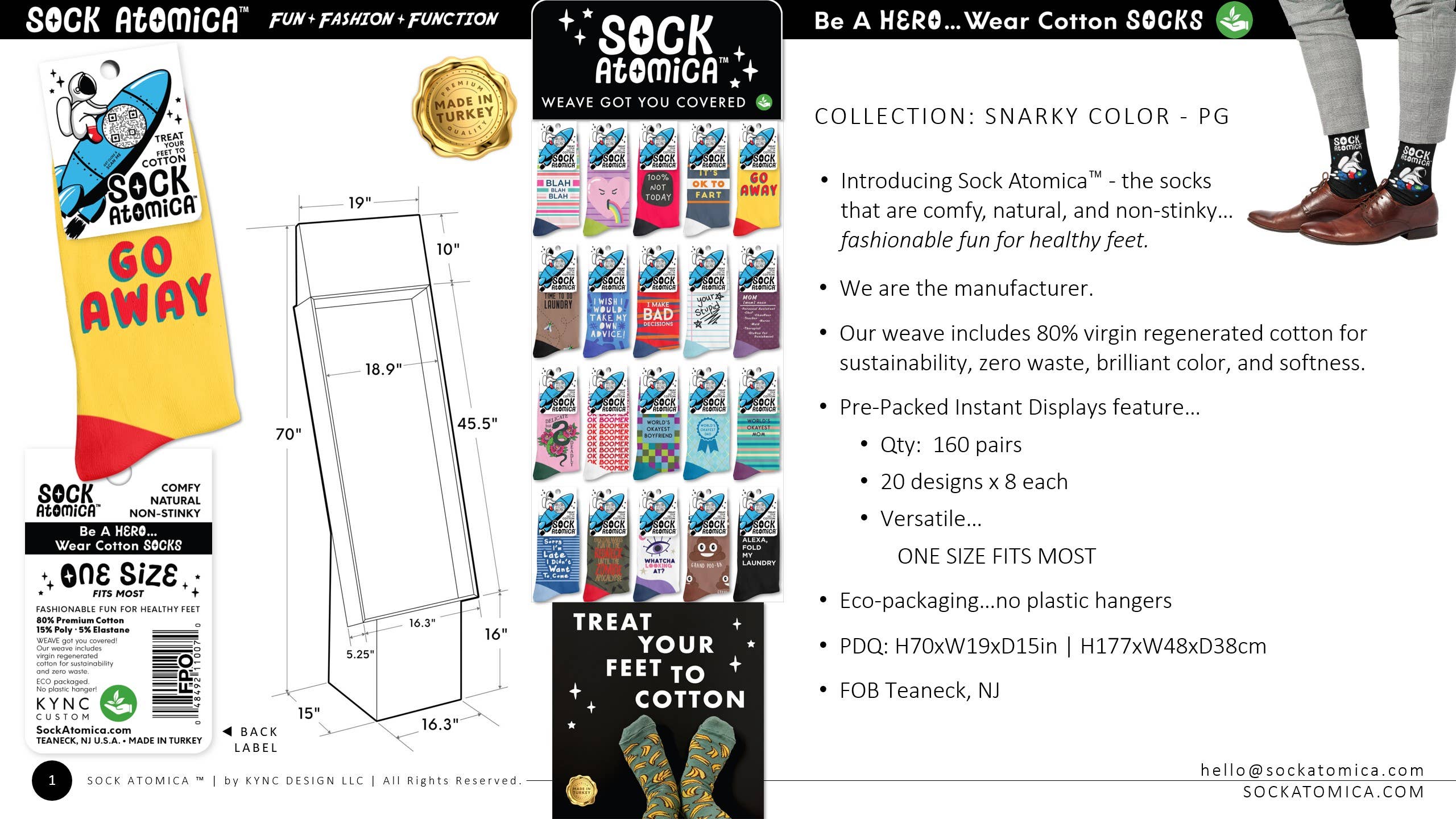 KYNC Custom - Wholesale Socks - Unisex - 160 Pairs Cotton Socks | Snarky Color PG1