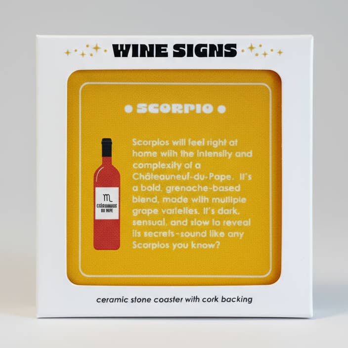 Dessous de verre en céramique avec signes de vin pour la vente par Questionable Designs