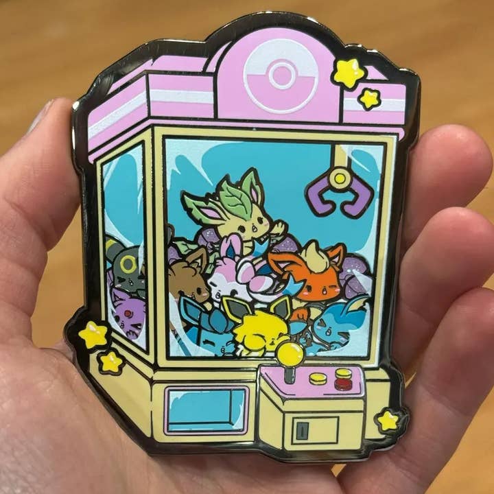 GoopyGoblins - Wholesale Lapel Pin/Button - Eeveelutions Claw Machine 3.5" Hard Enamel Pin1