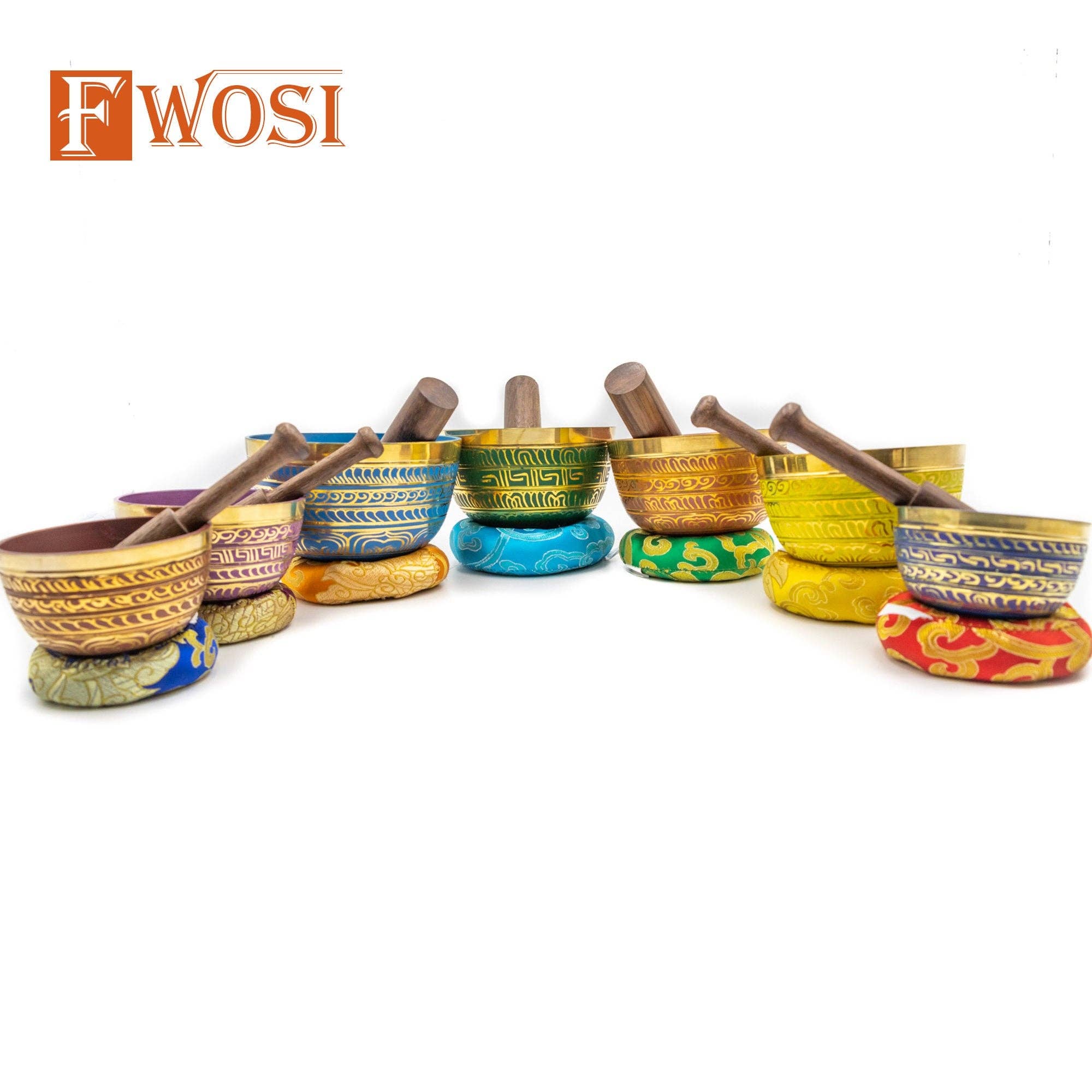 Fwosi - Wholesale Meditation Supplies - Tibetan Singing Bowls Set | Antique Mindfulness Bell Meditation Bowl Yoga Therapy | Healing Bowl | Sound Bowl | Self-Care Gift4