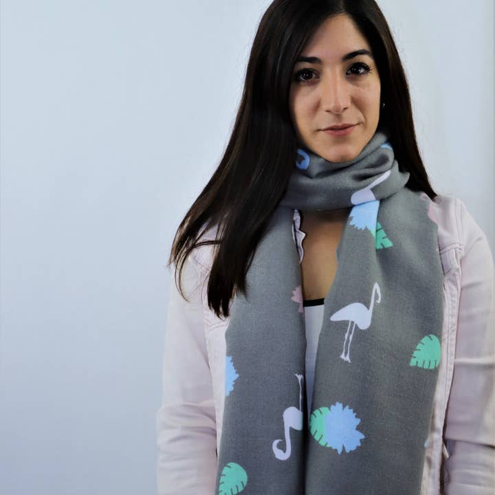 Scarf Designers - Wholesale Scarf - Women's - Warm Cotton Scarf for Women with Flamingo Pattern4