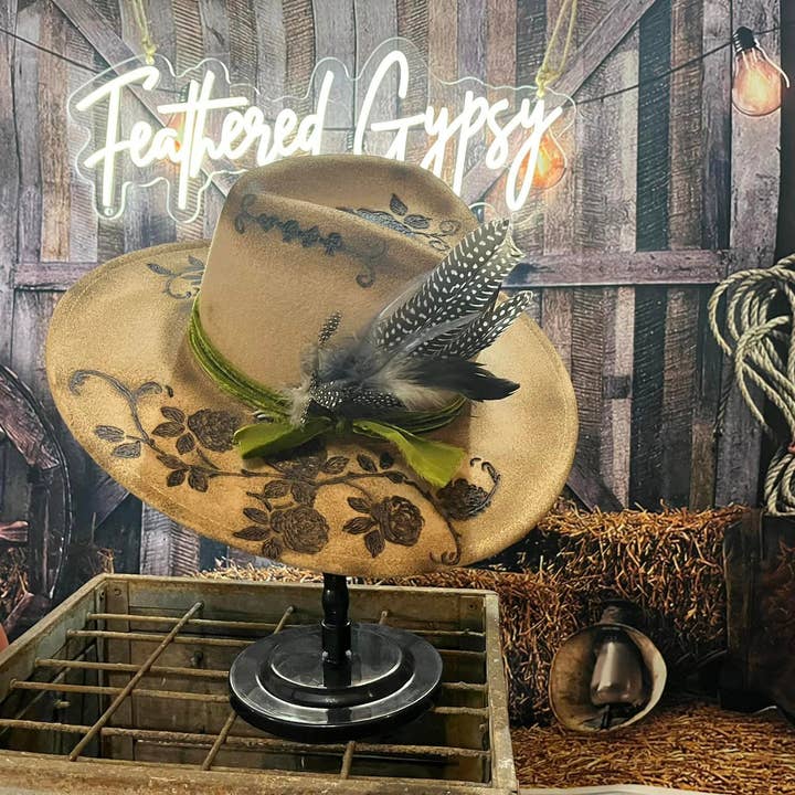 Feathered Gypsy Custom Hats and Boutique - Wholesale Fedora - Women's - Custom Burn Cowboy Killer Hat