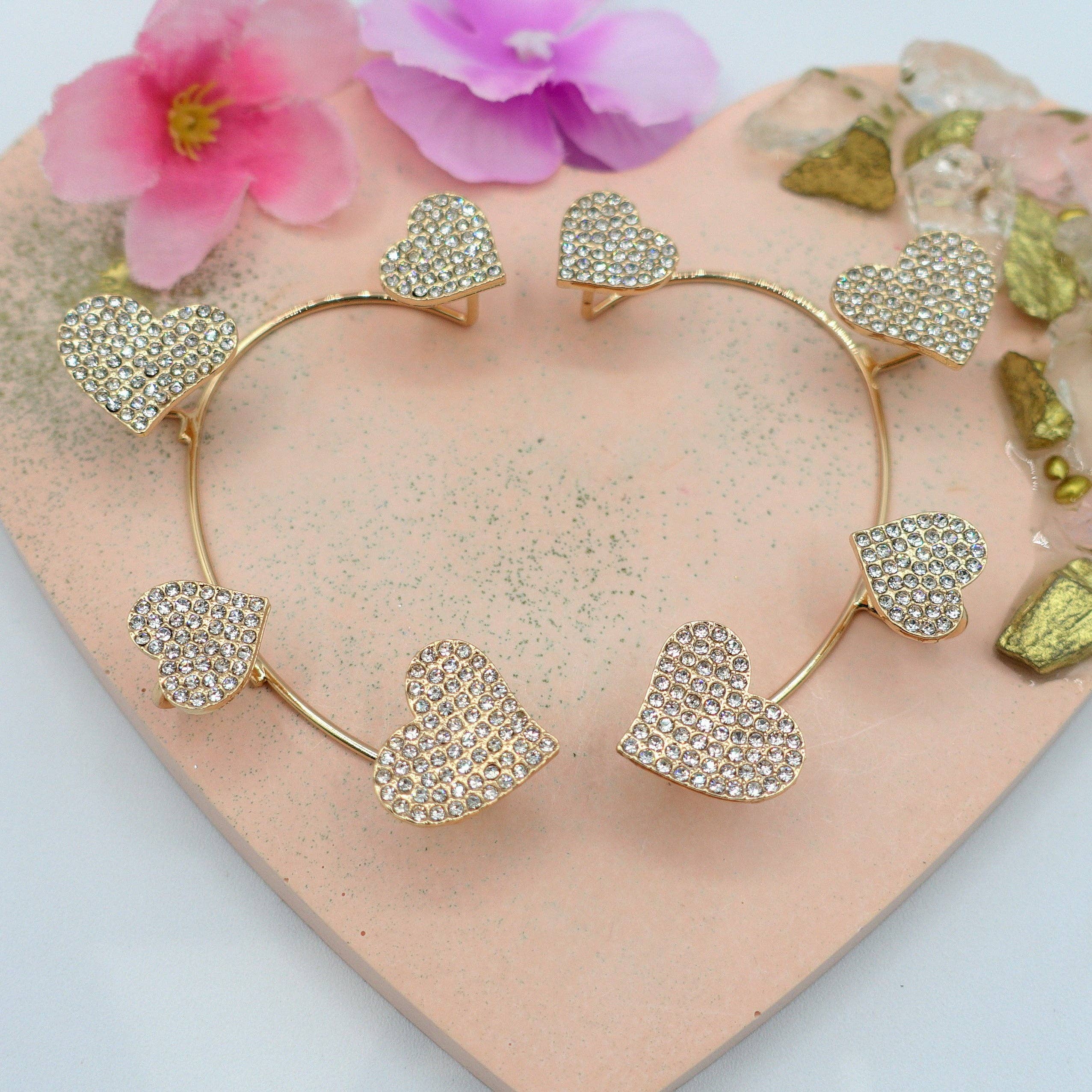 Daemon srls - Wholesale Cuff/Wrap Earrings - QUERIDA ~ EARCUFF mono orecchino con cuori in cubic zirconia8