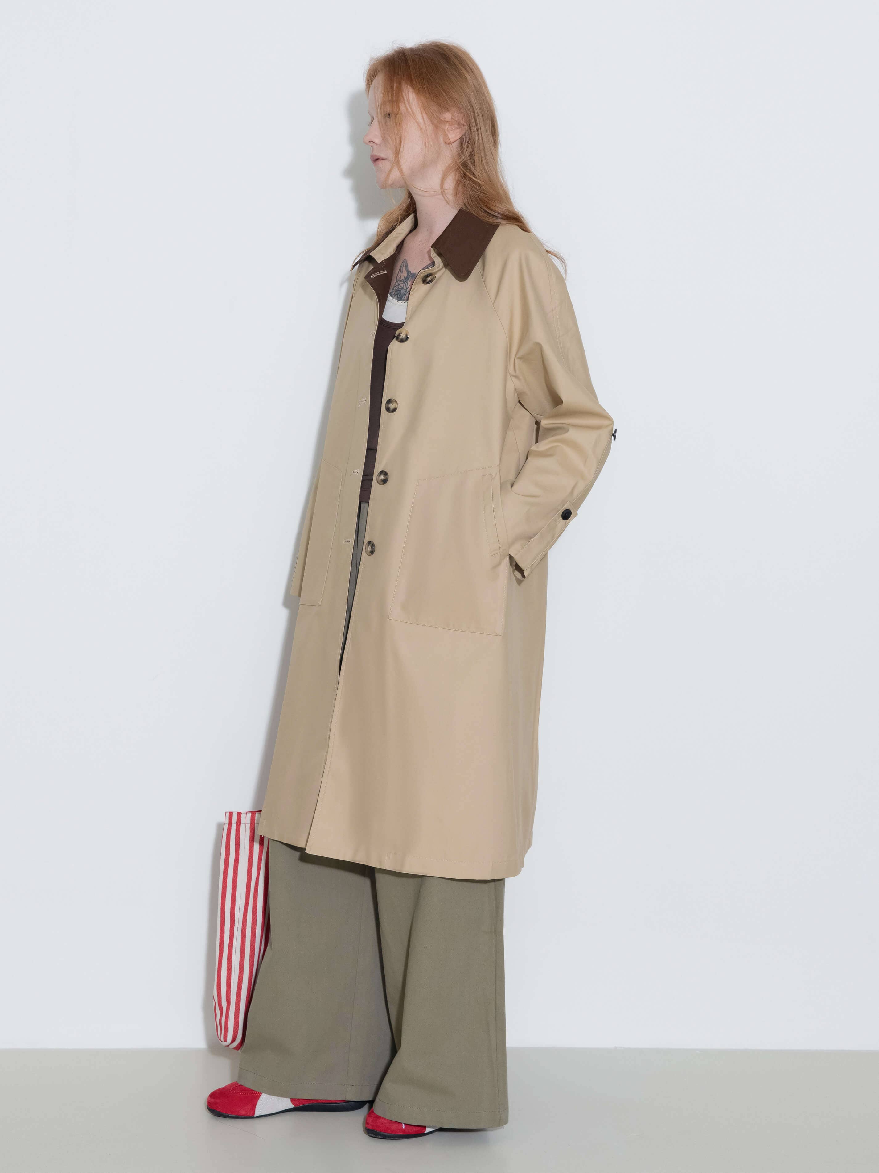 CUBIC - Wholesale Trench Coat - Women's - Color-Blocked Collar Long Trench Coat17