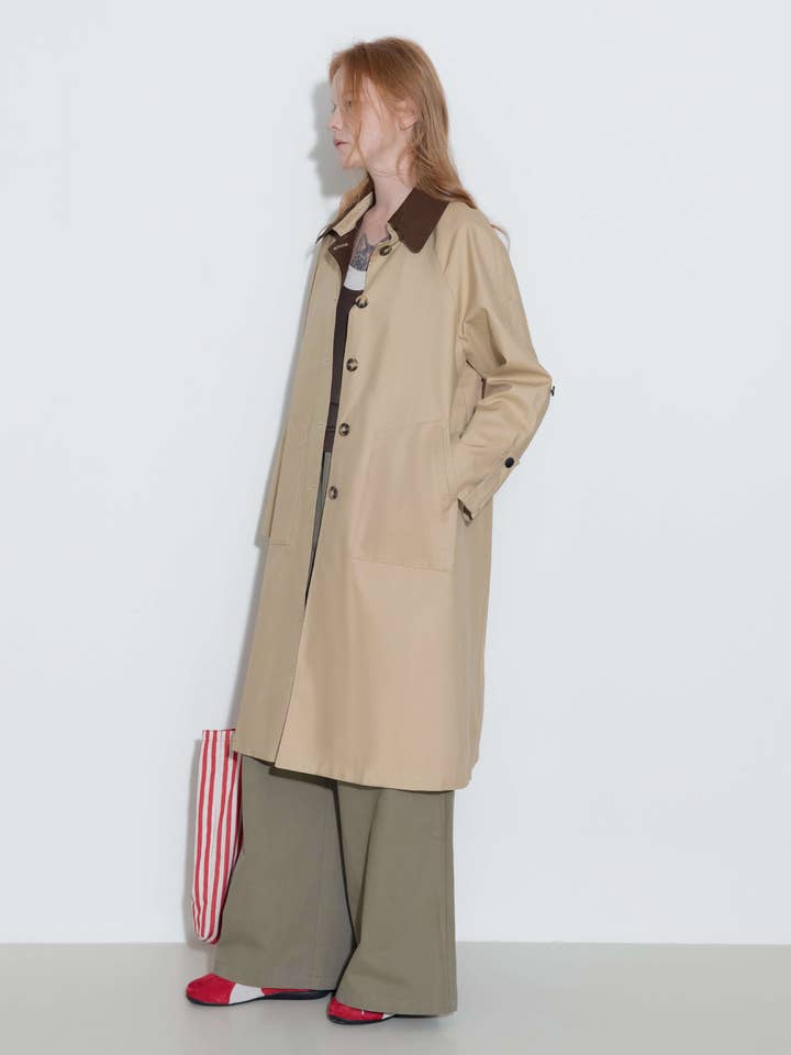 CUBIC - Wholesale Trench Coat - Women's - Color-Blocked Collar Long Trench Coat17
