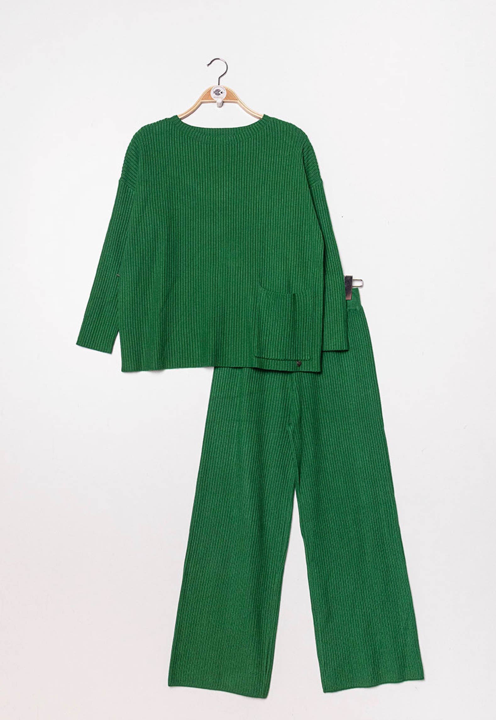 Happy look – Engroshandel Top- og buksesæt (IKKE Loungewear) - Dame – Ribstrikket Kvinde Sæt – Lige Bukser & Sweater6