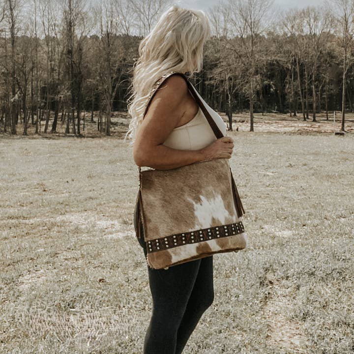 Texas Western Cowhide Bags and More - Wholesale Shoulder Bag - Women's - Couture Cowgirl Cowhide Cross Stitched Leather Purse 7