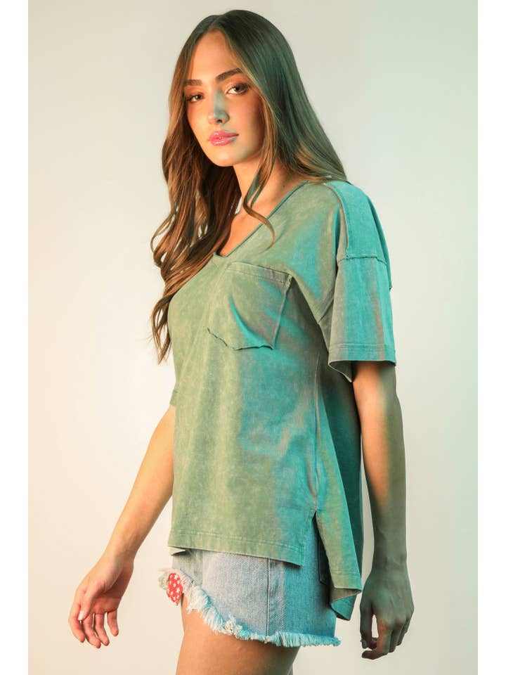 VERY J – Top de malha - Mulher por atacado – NT11966-Top de Malha com Decote em V Lavado a Mineral10