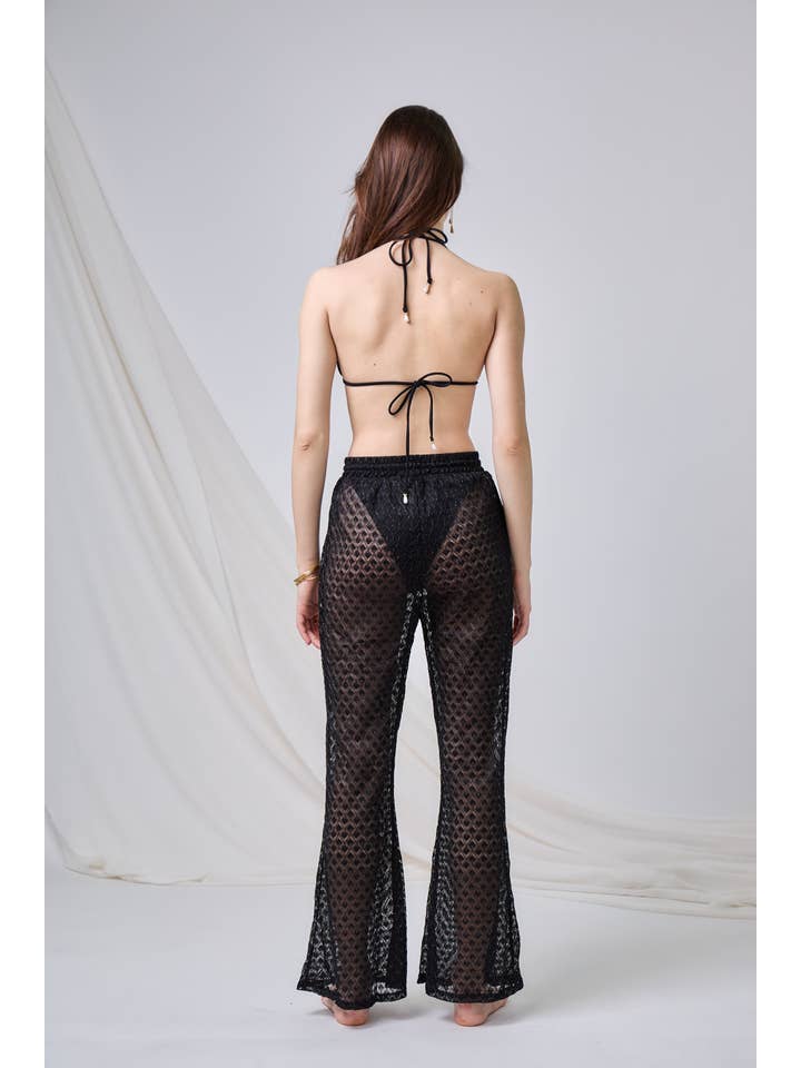 Black Transparent Bell-Bottom Beach Pants - Midnight for wholesale on Faire1