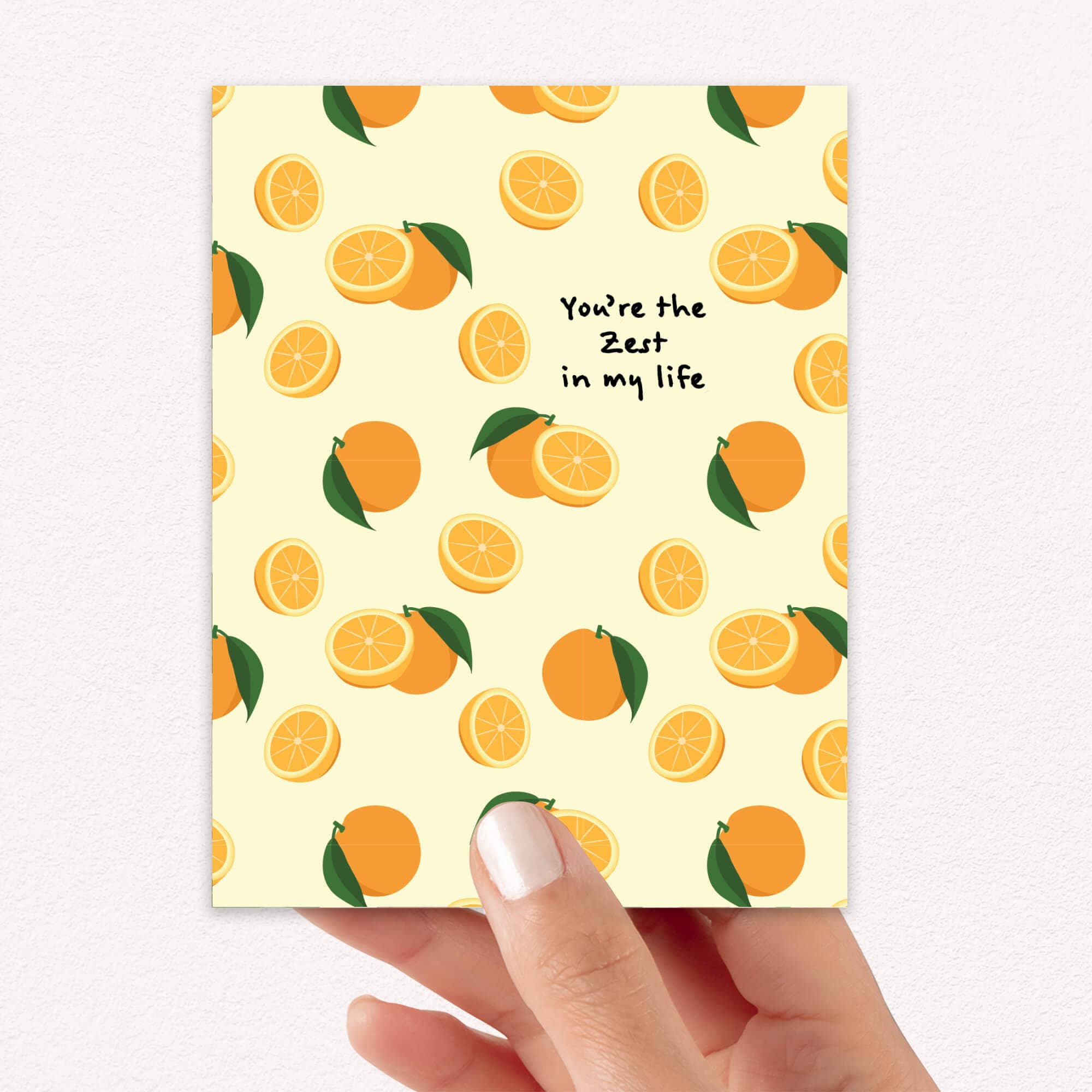 Cute Asian Cards - Wholesale Love Card - You're the Zest Asian Greeting Cards | Cut Fruit Mandarin Orange Food4