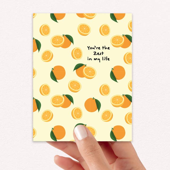 Cute Asian Cards - Wholesale Love Card - You're the Zest Asian Greeting Cards | Cut Fruit Mandarin Orange Food4