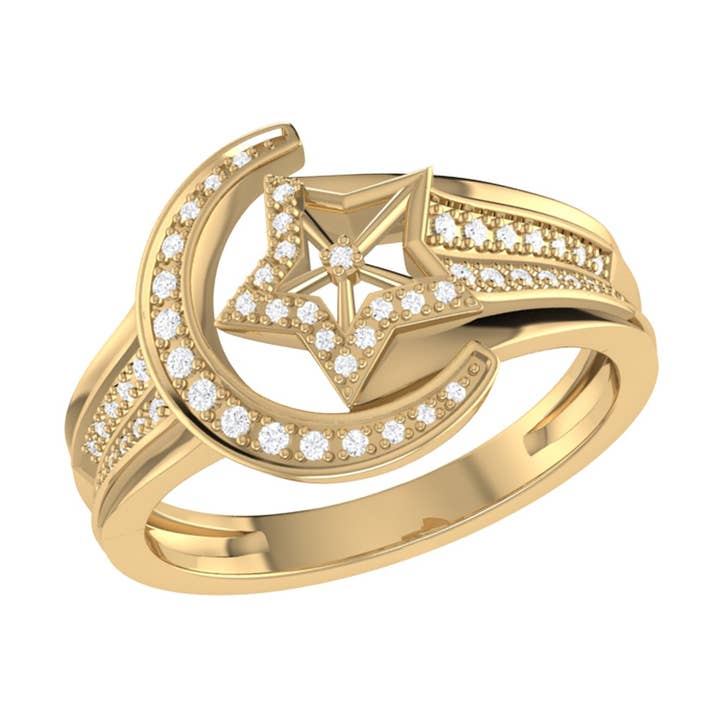 Luna Comet Diamant Ring i 14K guld Vermeil på Sterling Silver för wholesale av LuvMyJewelry (LMJ)