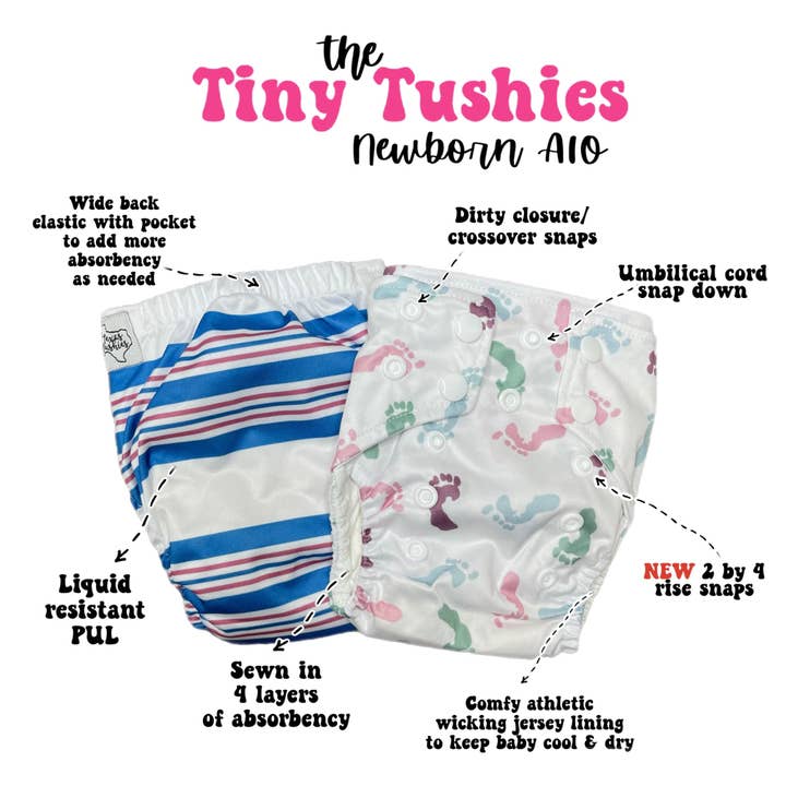 Texas Tushies LLC - Wholesale Diaper (Cloth) - Baby - Tiny Tushies Newborn AIO Cloth Diaper