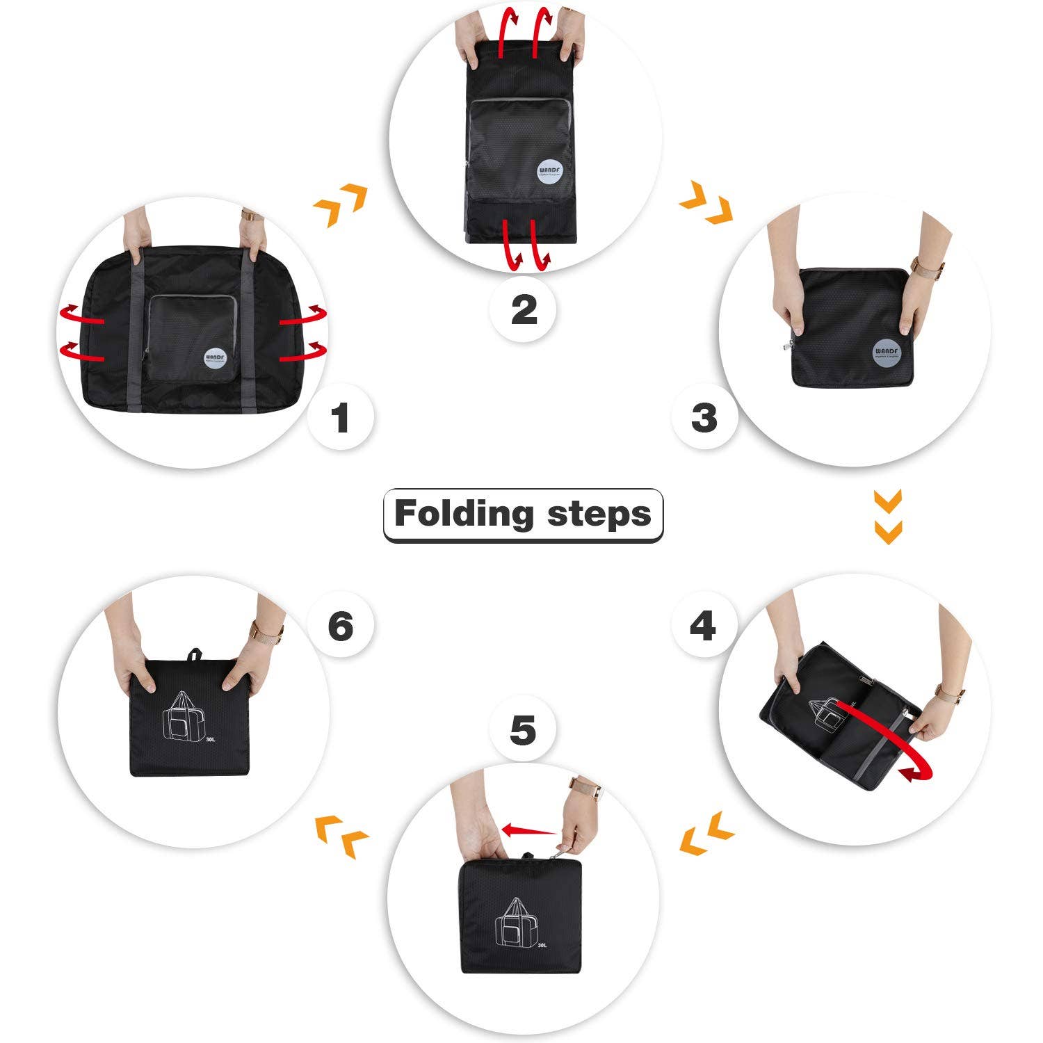 wandf – wholesale Duffelväskor – Unisex – Hopfällbar 30 L reseväska, weekenderväska 45 cm3