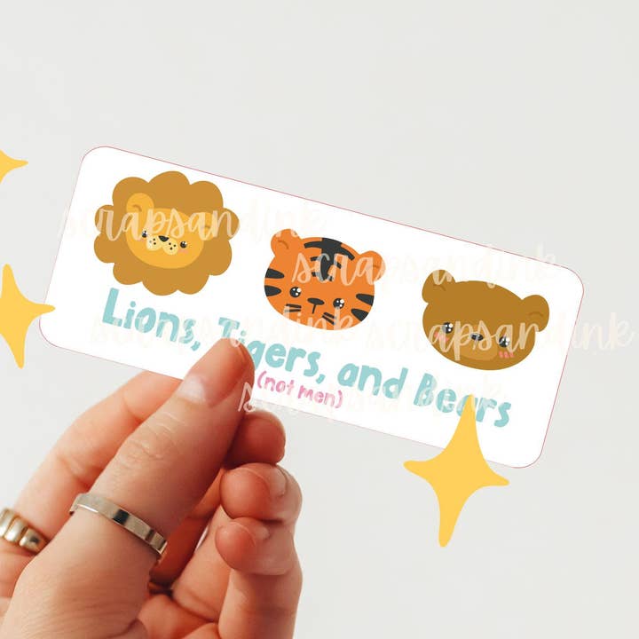 Lions, Tigers, Bears Kawaii Animal Hand Drawn Sticker for wholesale by Scraps & ink